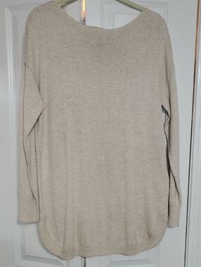 Old Navy Beige Ribbed Knit Tunic Sweater
